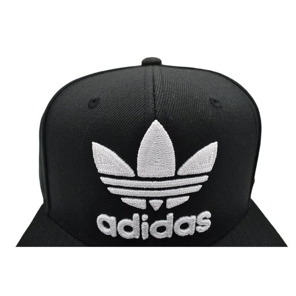 Adidas Snap Back Hat Original Black White Trefoil Flat Brim Adjustable NEW - Picture 9 of 10